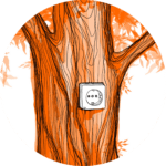 Baum mit Steckdose als Symbol für Energie auftanken und Erholung